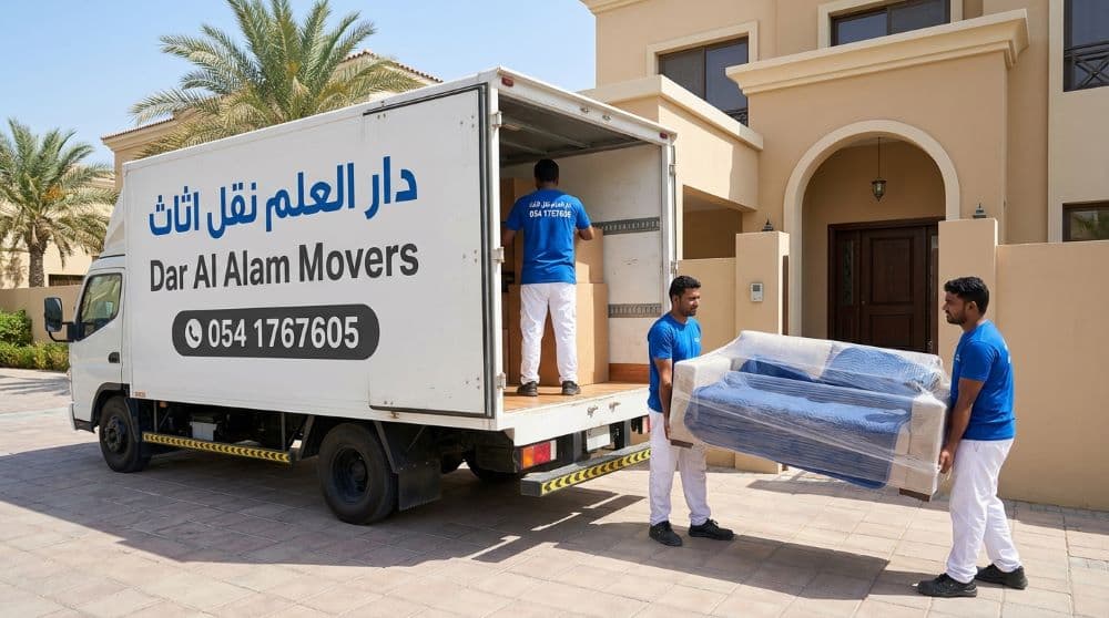 خدمة نقل اثاث المنازل في دبي مع شركة دار العلم نقل اثاث - فريق محترف وشاحنة مجهزة